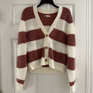 SO Women's Striped Cardigan Sweater Size Large